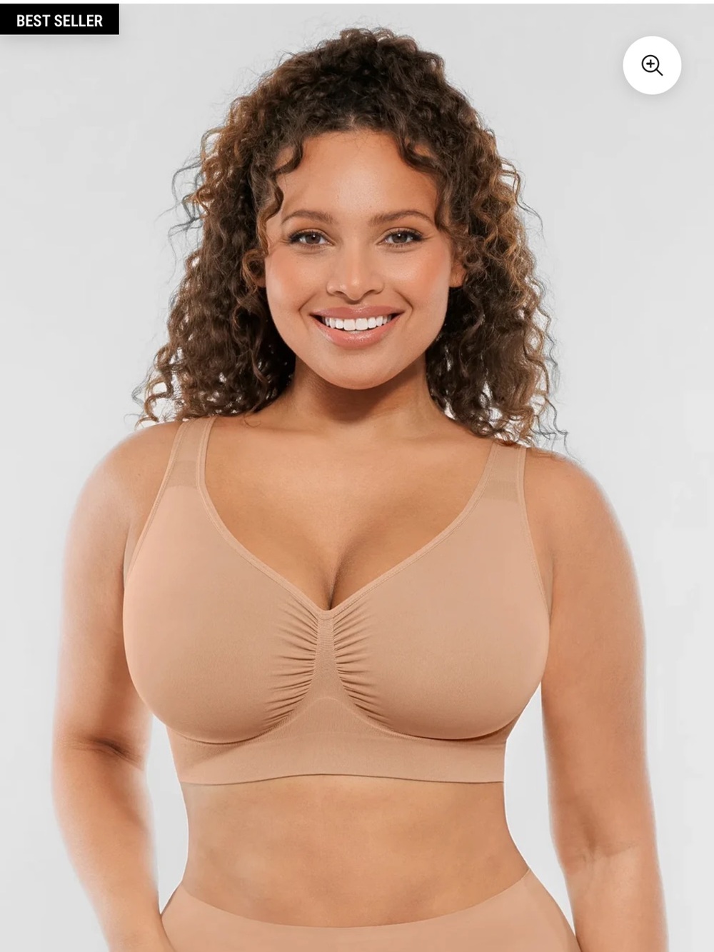 Wireless Nude Comfort Bra with Gentle V-Neck